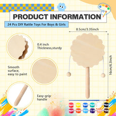 Arrowbash wooden rattle with paint kit supports group DIY sessions and creative play.