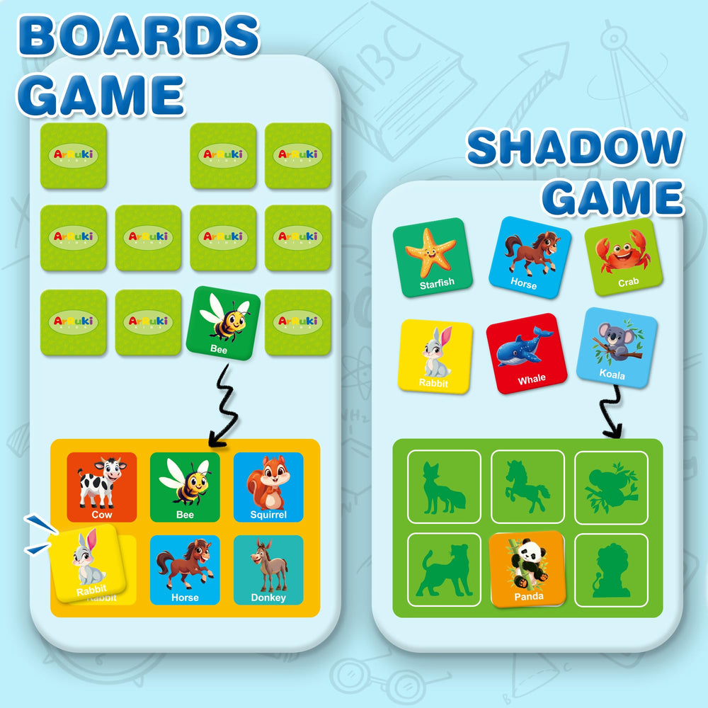 Arruki Kids game board with cards demonstrates 7-in-1 versatility in play