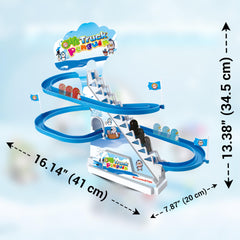 ARSUK Penguin Race Battery-Operated Track for easy on/off play session.
