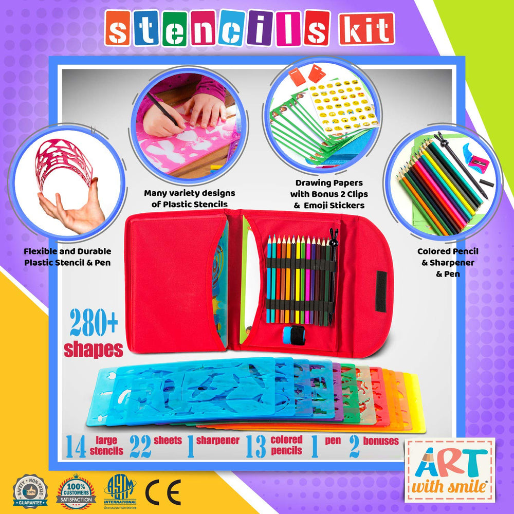 Art with Smile 300 shapes stencil sheets inspire endless doodling and learning activities.
