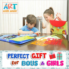 Art with Smile kids engaging in hands-on art during trips or rainy days.
