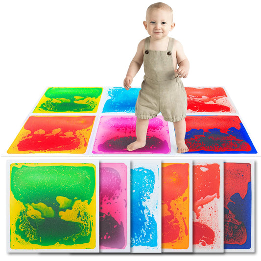 Art3d Liquid Sensory Floor Tile with colorful liquid colors for sensory play.