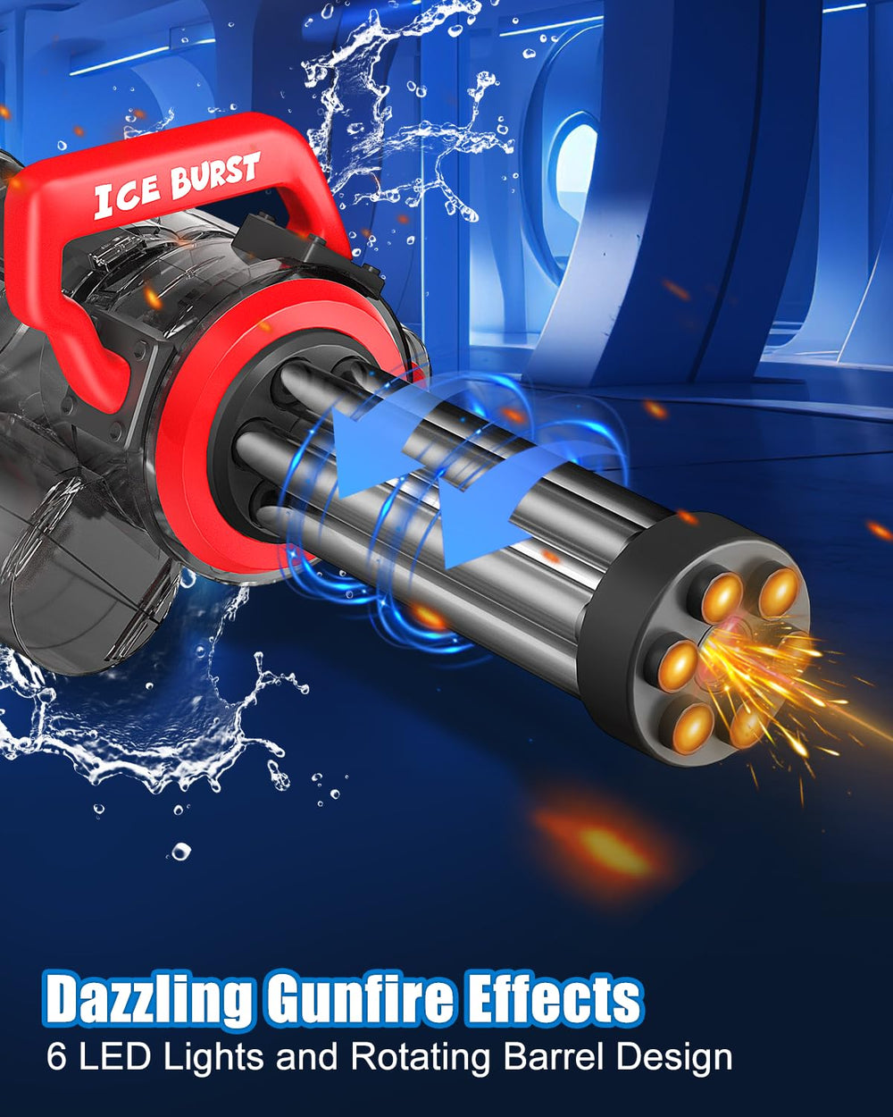 Artcool Gatling rotating barrel emphasizes dynamic water spray and visual effects.