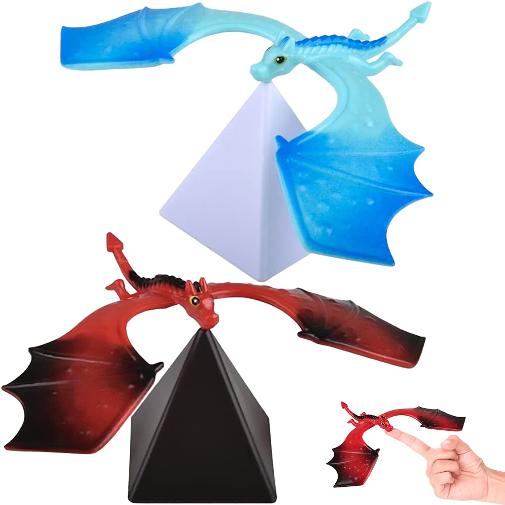 ArtCreativity Balance Dragon toys set of 2 on display stands for desk play