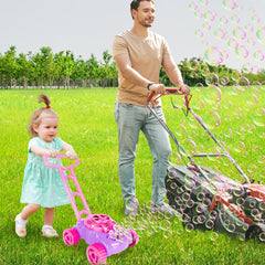 Detachable handle on ArtCreativity Bubble Lawn Mower for easy storage.
