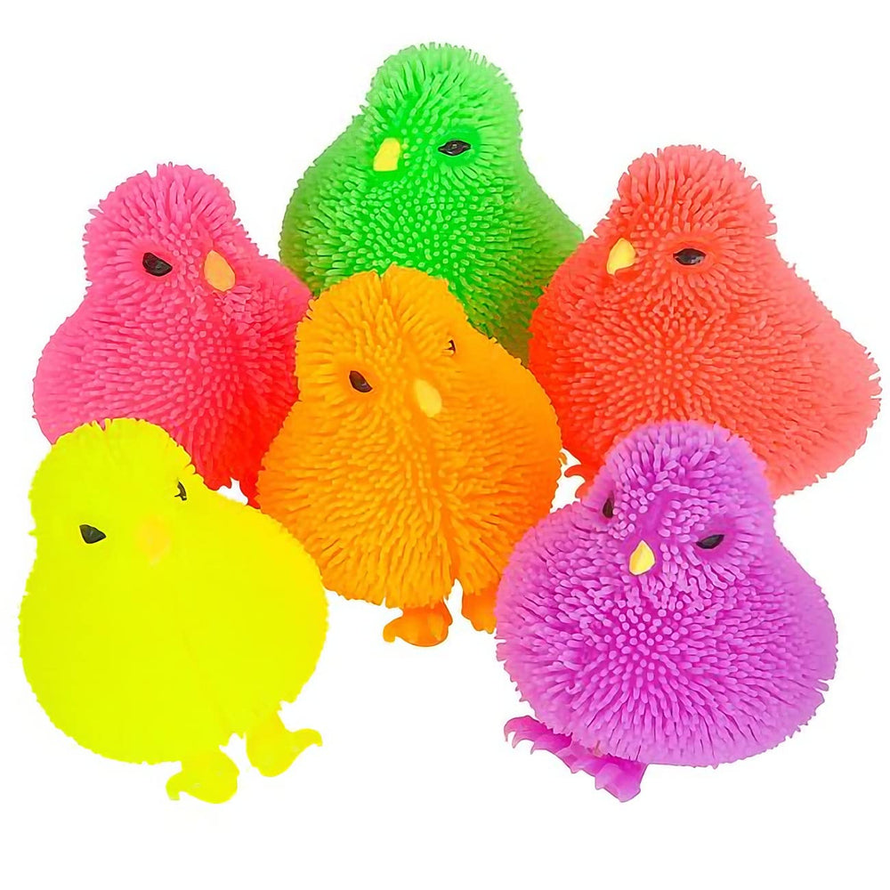 ArtCreativity chicken puffer toy 3-inch neon assortment for tactile play.