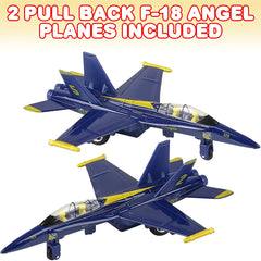ArtCreativity F-18 Blue Angel jet side view, durable metal construction.