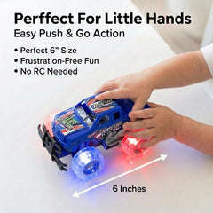 ArtCreativity light-up monster trucks battery access for quick toy setup.
