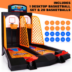 Two lanes of competitive play in the ArtCreativity tabletop basketball set.