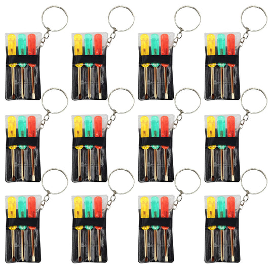 ArtCreativity mini screwdriver set on keychain, portable 12-pack for quick repairs.