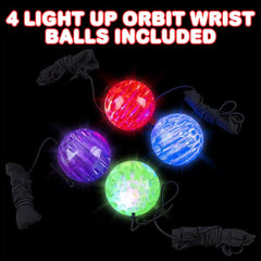 ArtCreativity orbit balls glow in red, blue, purple, and green for nighttime fun.