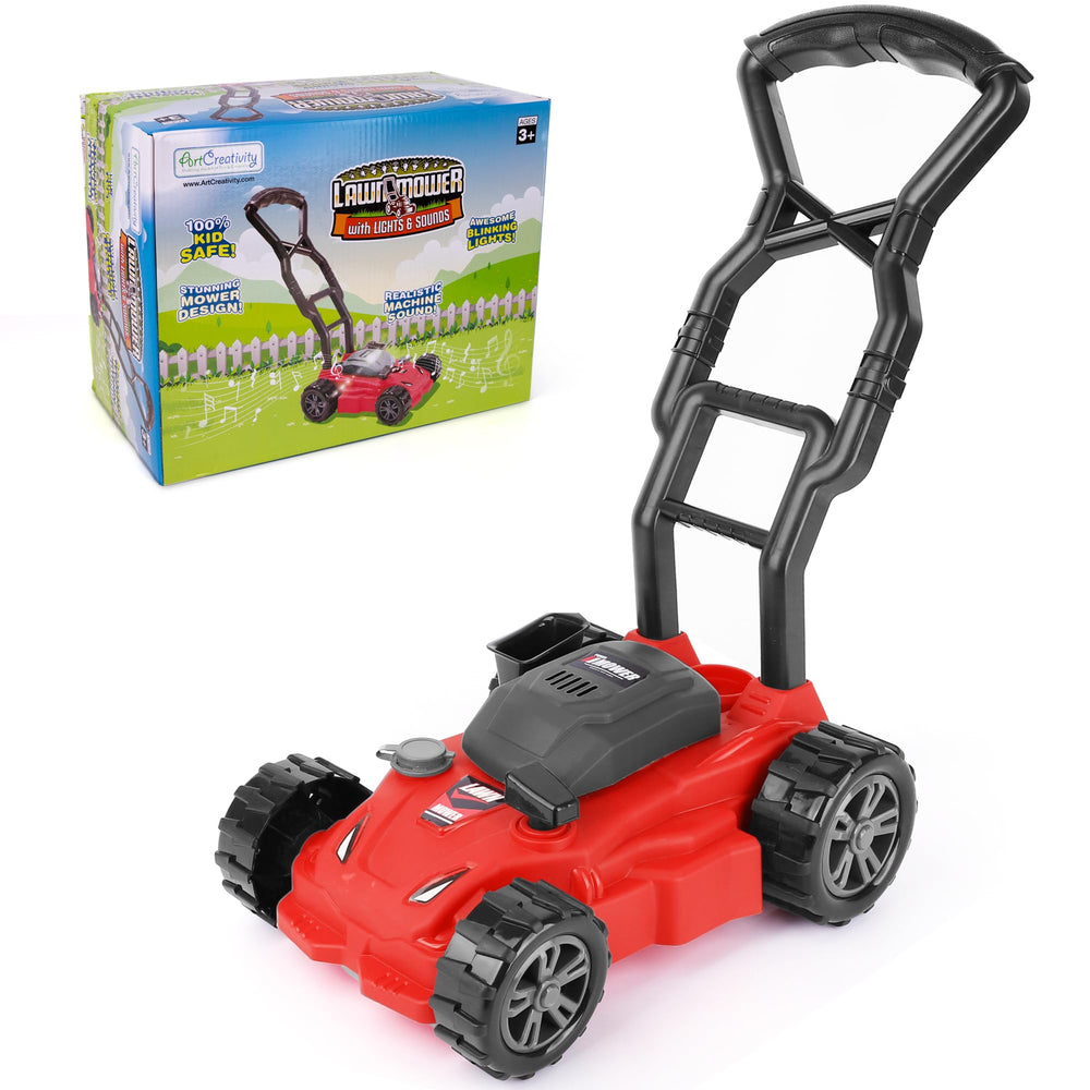 ArtCreativity outdoor-play-lawn-mower encourages shared play with siblings and friends.
