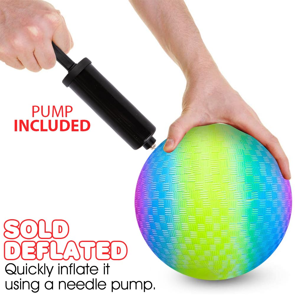 ArtCreativity rainbow playground ball's durable PVC withstands rough-and-tumble play.