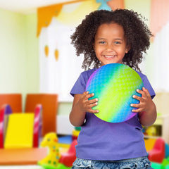 ArtCreativity rainbow playground ball with pump enables quick inflation for spontaneous games.