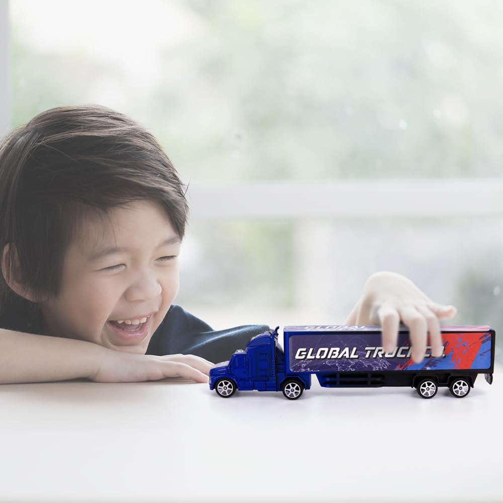 ArtCreativity red trailer truck supports pretend play and easy handling.