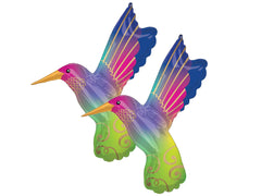 Artisan Owl hummingbird foil balloon 36-inch front view for vibrant party decor.