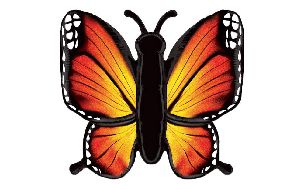 Artisan Owl orange monarch butterfly balloon enhances autumn birthday decor.