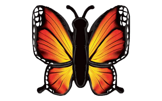Artisan Owl orange monarch butterfly balloon enhances autumn birthday decor.