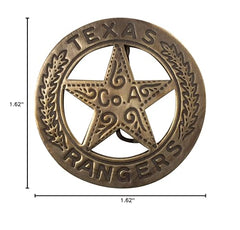 Artisan Owl Texas Rangers badge worn on vest for reenactment settings