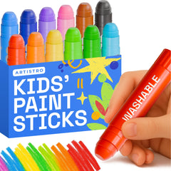 ARTISTRO 12-pack washable tempera sticks showcase vibrant colors for kids' art