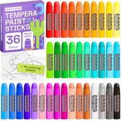ARTISTRO 36-color washable tempera sticks pack for mess-free creativity.