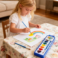 ARTLYMERS kids painting at table using washable paints