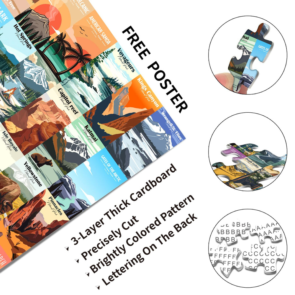 Artnedu National Parks puzzle featuring Zion poster, fosters collaborative play with friends.