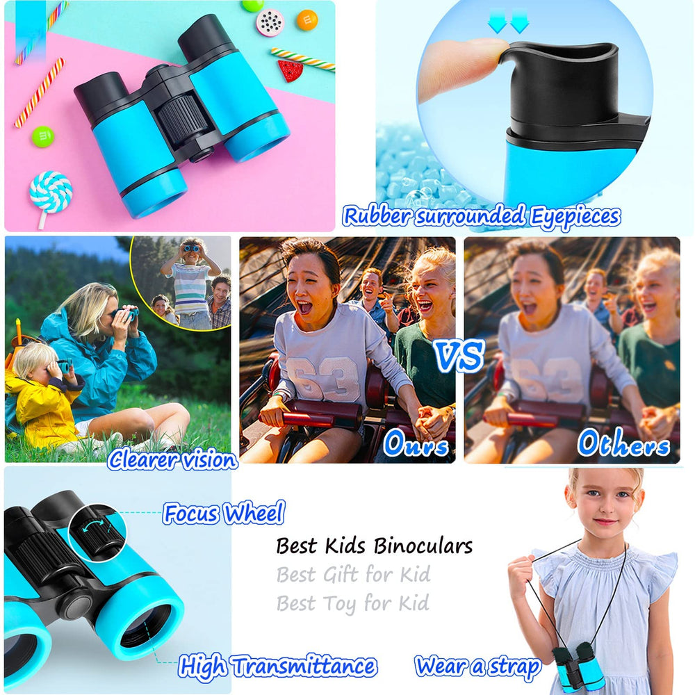 ARTOMIDE Kids Binoculars with shockproof rubber armor absorbing impact.