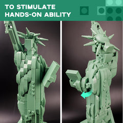 ArtorBricks Statue of Liberty base features a sturdy 7-inch square foundation for stable display.
