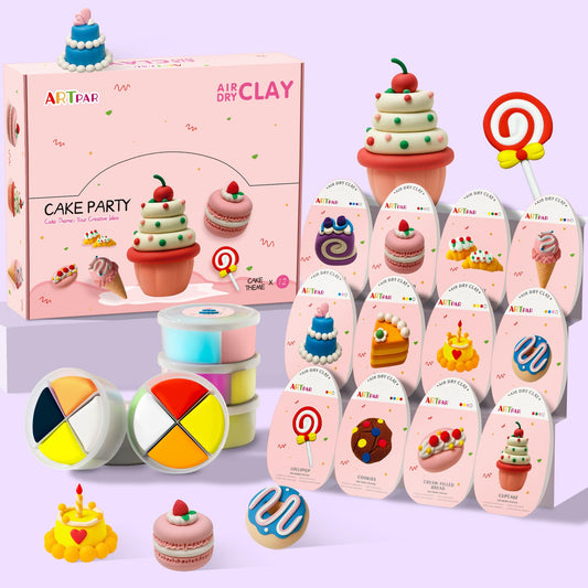 ARTPAR Air Dry Clay Kit 12-box set showcases colorful clays for creative projects.