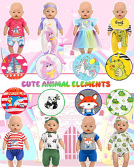 ARTST bear-pattern doll pajamas easy Velcro closures.