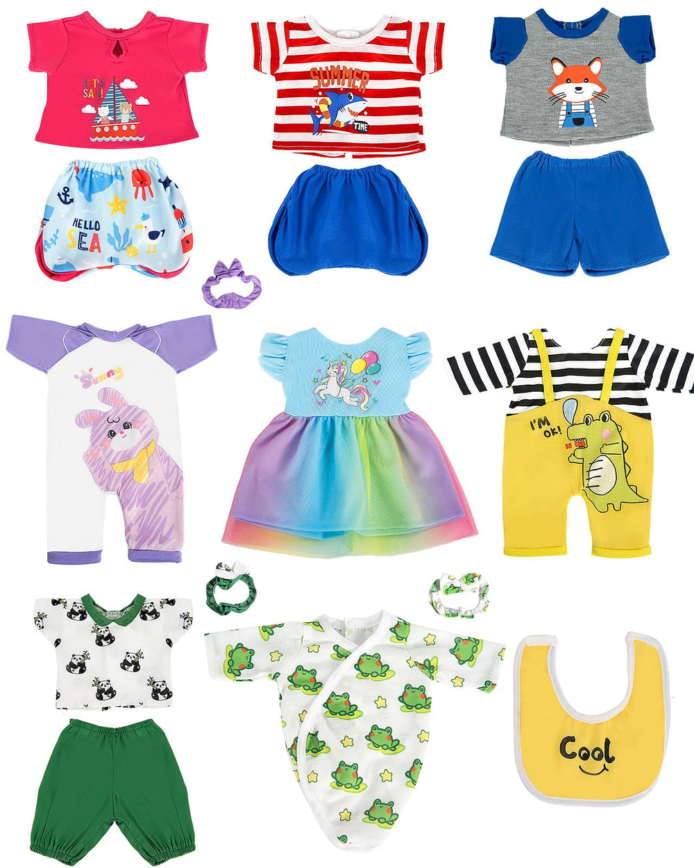 ARTST dinosaur-pattern doll pajamas for bedtime stories.