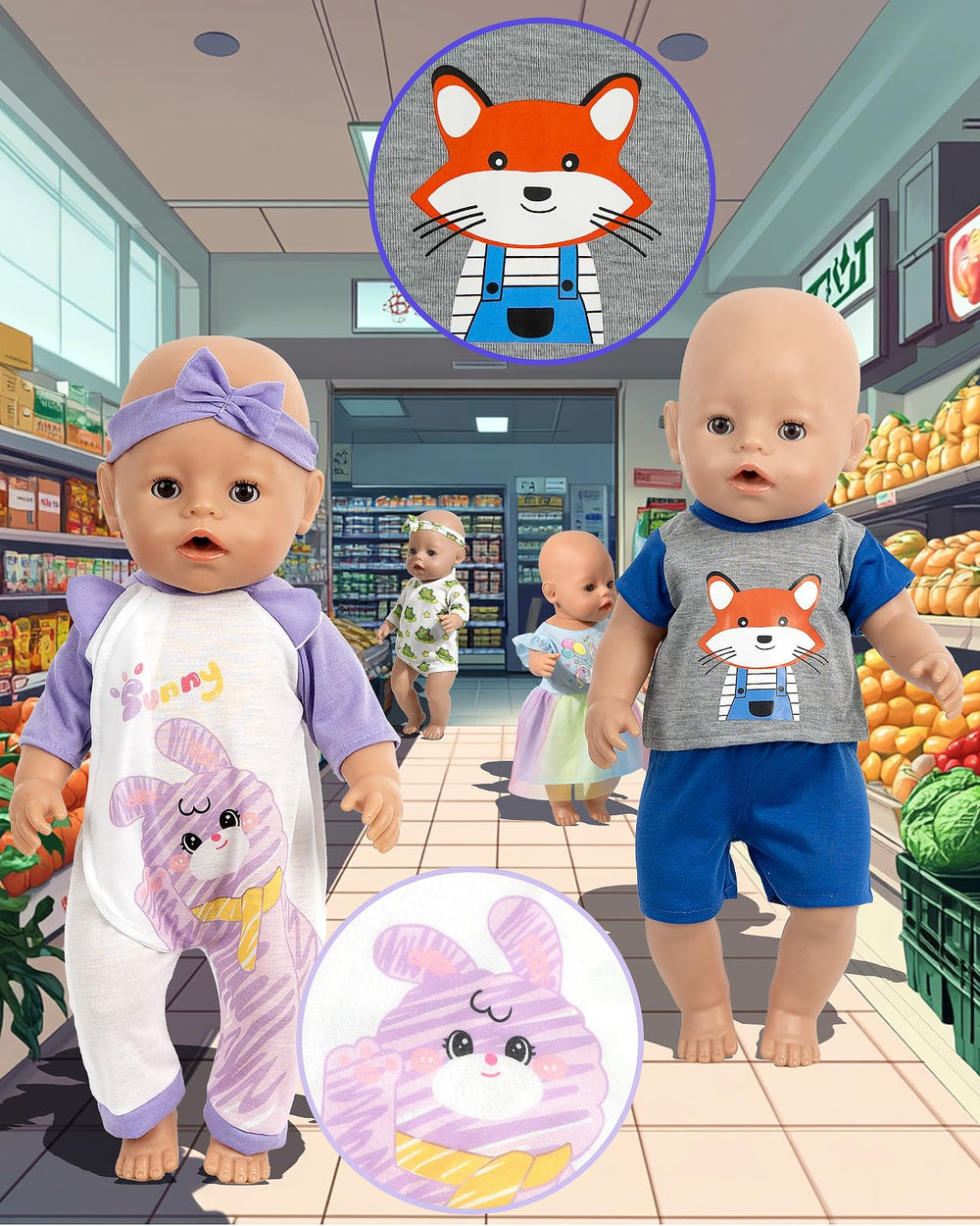 ARTST panda-pattern doll pajamas cute design for daily dressing.