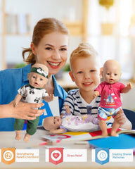 ARTST shark-pattern doll outfit durable for outdoor adventures.