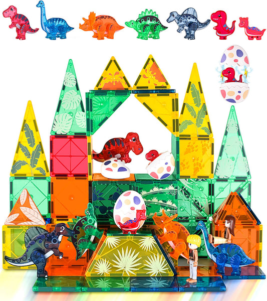 Asago dinosaurs egg toys magnetic tiles spark creative building and storytelling.