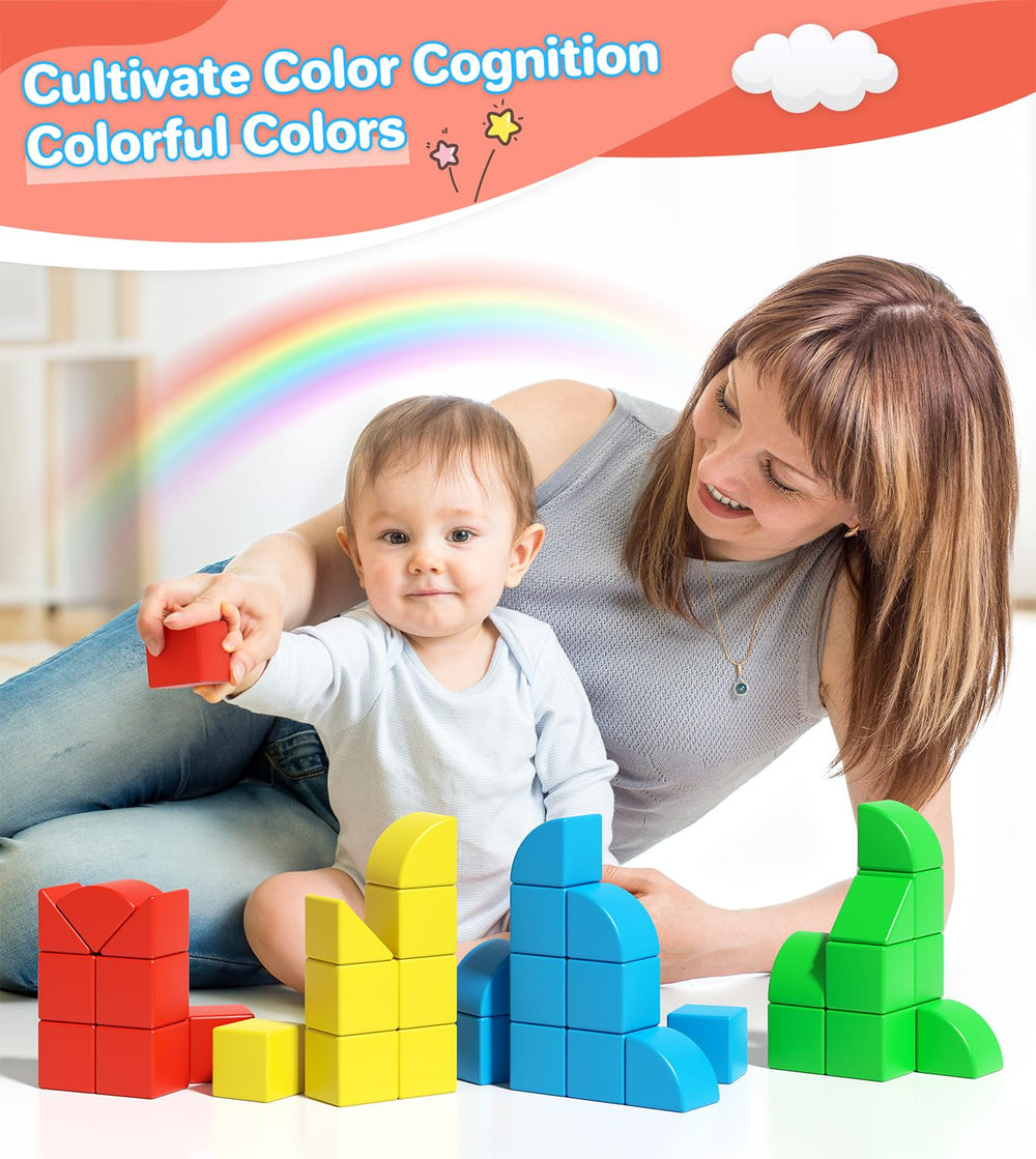 Asago magnetic blocks show eight fan shapes for imaginative builds.