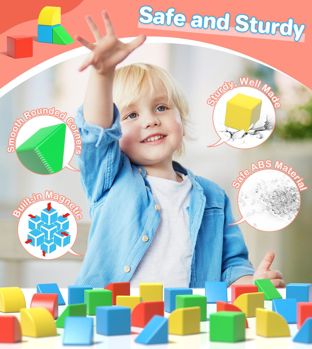 Asago magnetic blocks activity manual provides beginner-building ideas.
