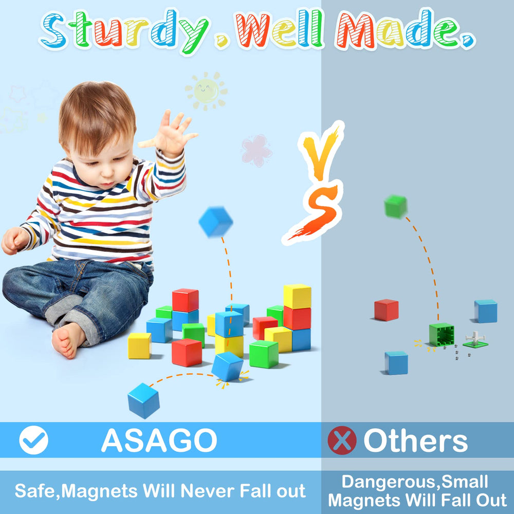 Asago cubes closeup magnets show strong connections for durable construction.