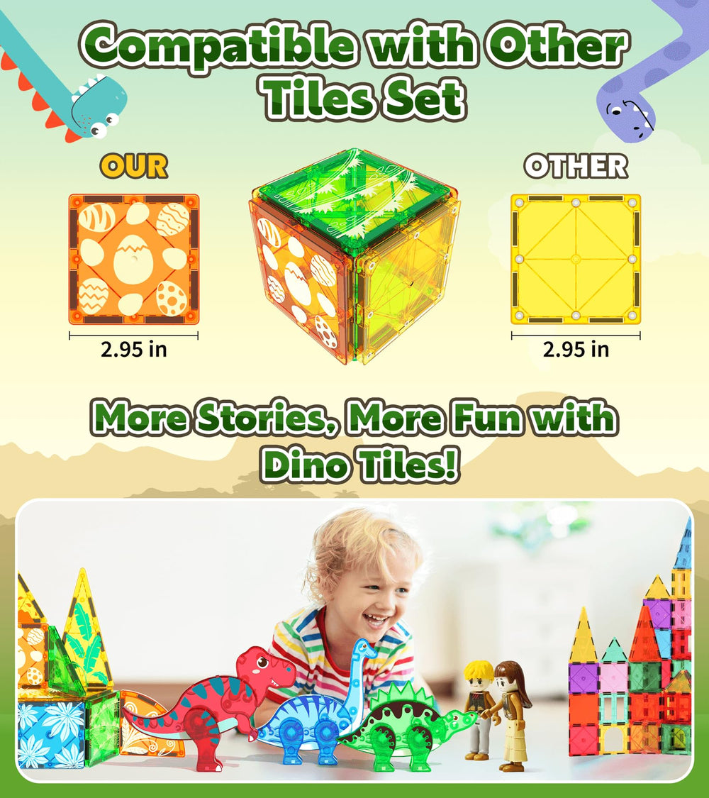 Asago magnetic tiles dinosaur footprint tile - helps kids map tracks in stories.