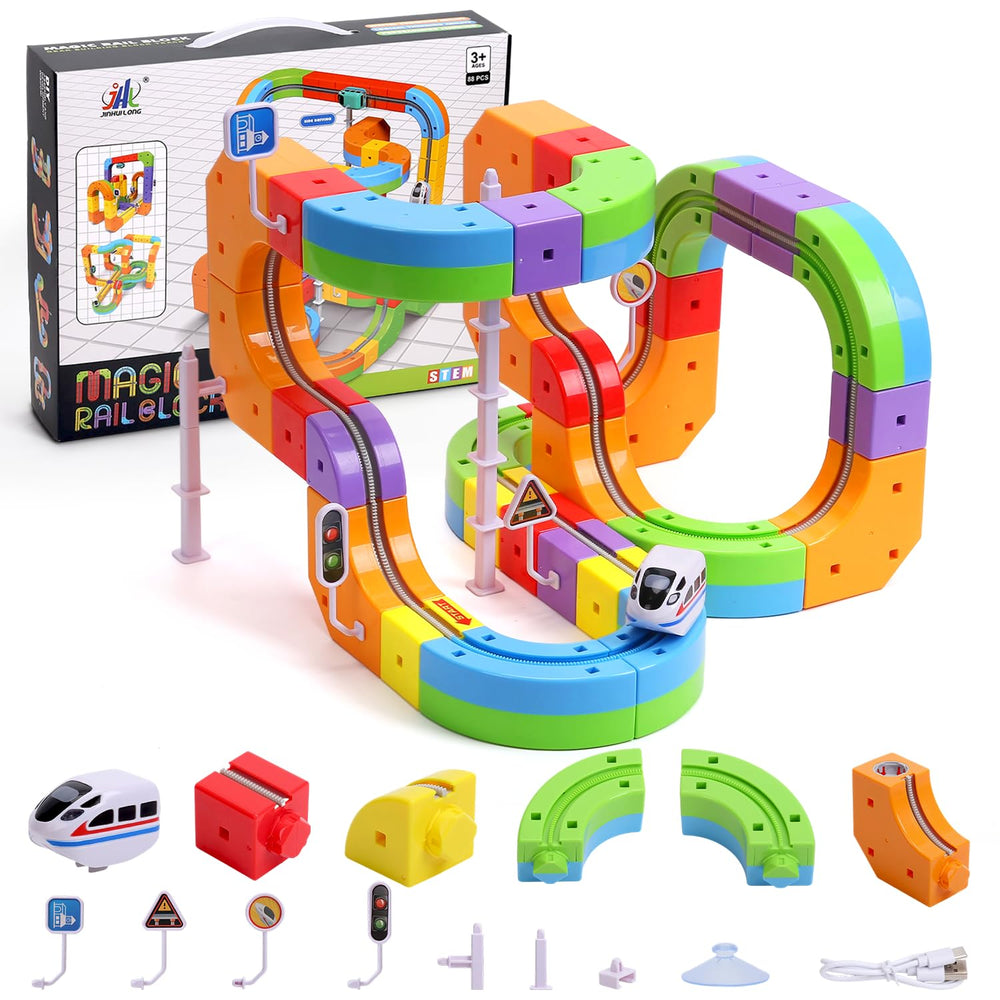 ASFHJP Electric Train Set with 63 pieces invites imaginative play and STEM exploration.
