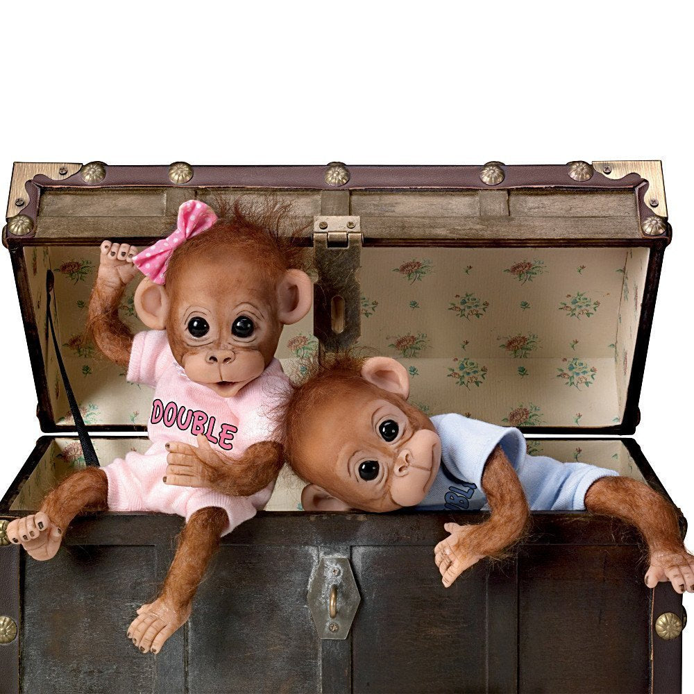 Collectible eight-inch twins arrive in personalized outfits with a Certificate of Authenticity.