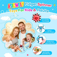 ASIOWELY transformable fidget spinner yellow with switchable expressions for focused play