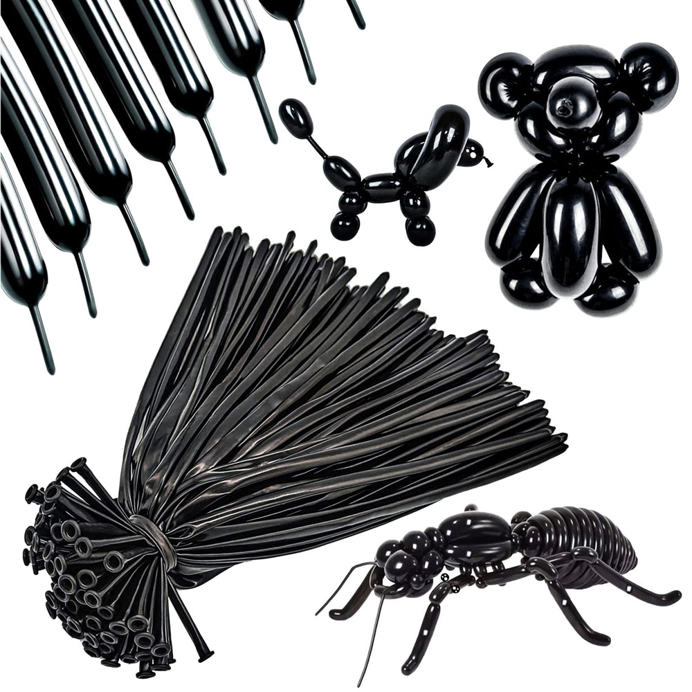 ASIYUHY 260-long balloons for DIY black balloon animals and party decor.