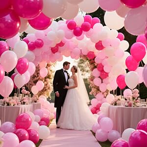 ASIYUHY hot pink and pale pink balloons, perfect for romantic birthday setups.