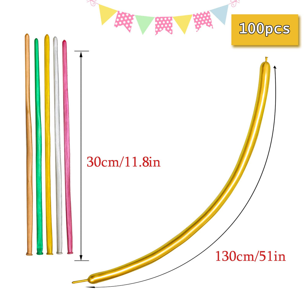 ASIYUHY gold long balloon twists for creative animal shapes at kids' events.