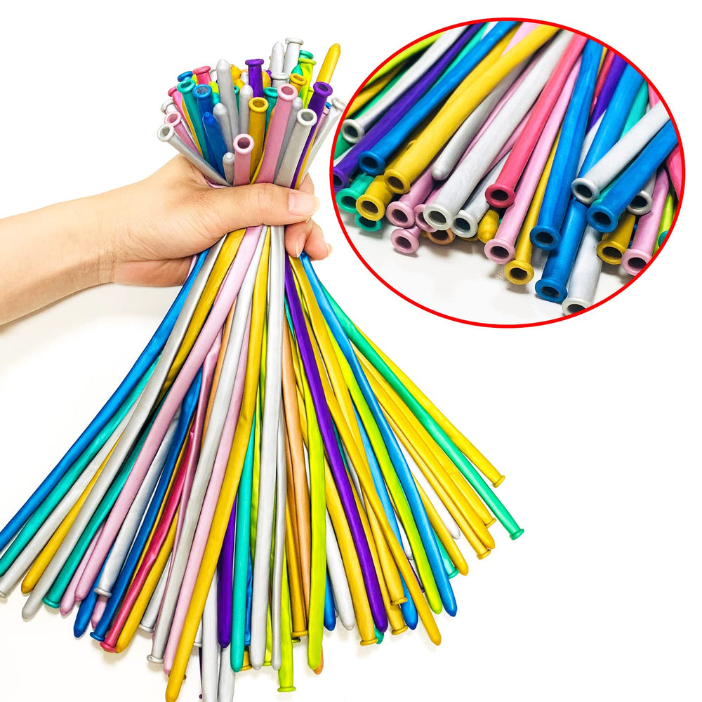 ASIYUHY metallic 260 long balloons twisting animal shapes for fun DIY balloon creations