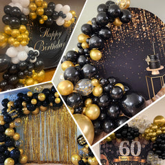 ASIYUHY metallic black-gold balloon closeup showing shine and durability