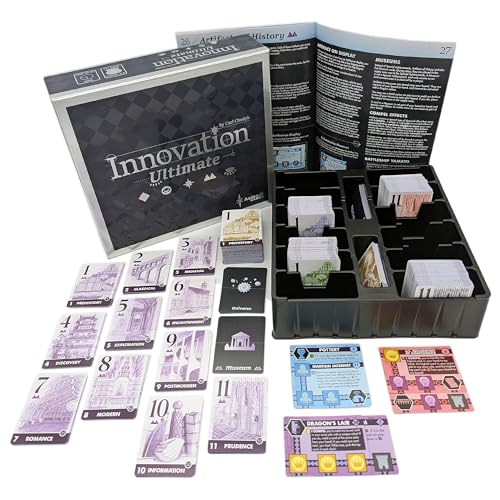Tableau layout and play area for efficient setup in Innovation Ultimate.