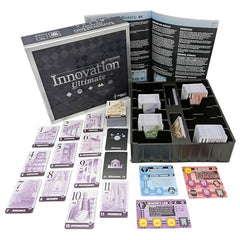 Tableau layout and play area for efficient setup in Innovation Ultimate.