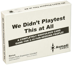 Asmadi Games We Didn't Playtest This at All game box, compact for travel and quick play.